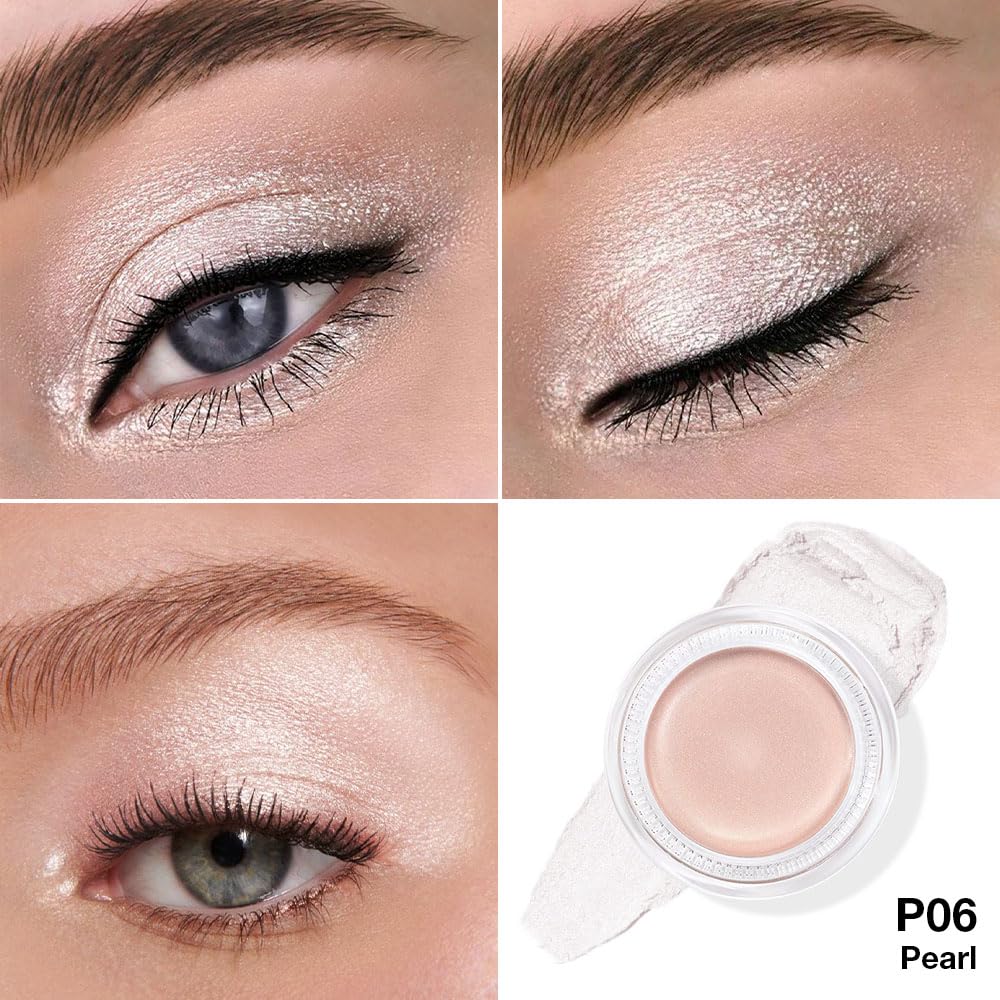 Cream Glitter Purity Shimmer Metallic Eyeshadow Palette Makeup, Natural Single Mini Instant Holographic Eyeshadow For Women, Sombras Crema Para Ojos, Talc, Paraben & Cruelty Free, P06-Velvo Beauty