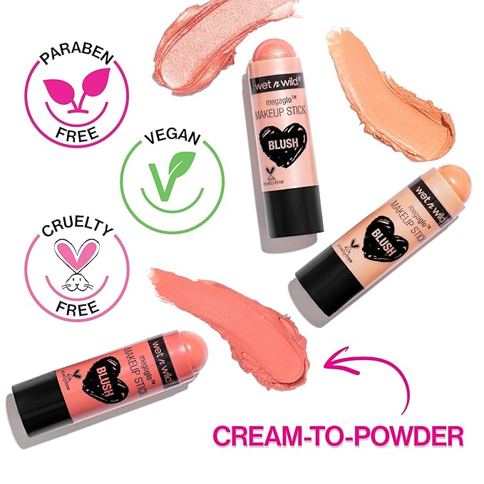 wet n wild MegaGlo Makeup Stick, Buildable Color, Versatile Use, Cruelty-Free & Vegan - Peach Bums-Velvo Beauty