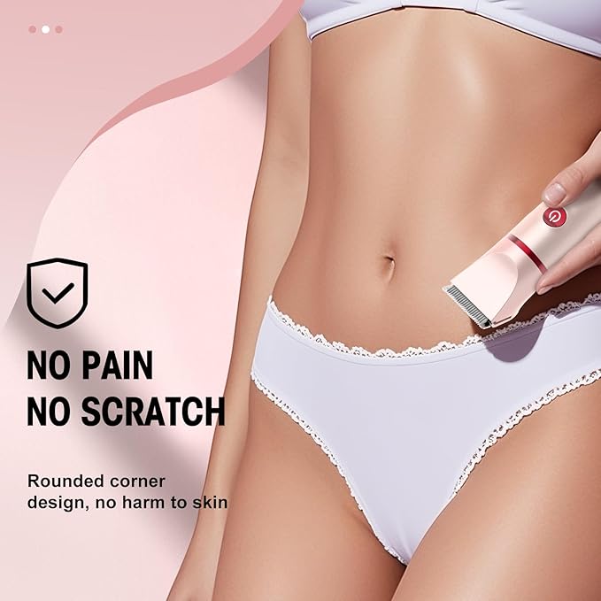 Bikini Trimmer for Women- 3 in 1 Painless Electric Razors for Women,Waterproof Pubic Hair Trimmer and Facial Hair Remover,LCD Display Body Shaver for Trip,Rechargeable Women's Grooming Kit-Velvo Beauty