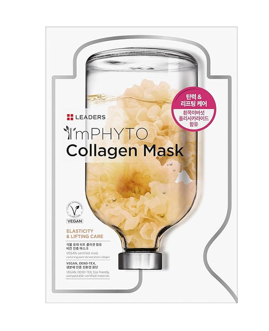 I'MPHYTO Leaders Facial Mask 10 Sheet Collagen Vegan Mask | Plant-Derived Collagen | Elasticity & Lifting Skin Care | Certified Vegan | Intensive Hydration | Natural Cellulose Sheet-Velvo Beauty