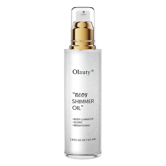 Shimmer Body Oil, Highlighter Makeup Smooth Glitter Glow Liquid Foundation for Face & Body,Liquid Illuminator Body Shimmer Lotion for Women (1# Pearl White)-Velvo Beauty