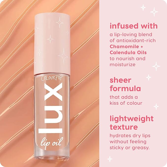 Colourpop Lux Lip Oil - Hydrating, Sheer Tinted Lip Oil Formulated with Antioxidant-Rich Chamomile Extract & Calendula Oil - Non-Greasy, Nourishing Soft-Warm Nude Lip Oil - Skinny Dip (0.16 oz)-Velvo Beauty