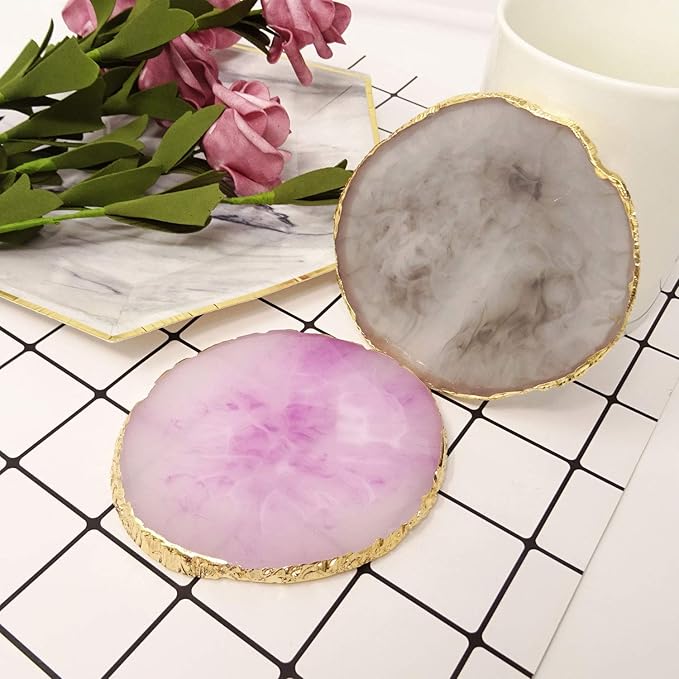 Honbay 2PCS Golden Edge Resin Nail Art Palettes Drawing Plates Manicure Display Tools for Women-Velvo Beauty