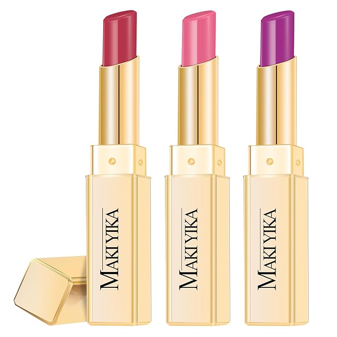 3Pc Moisture Lipsticks for Women Pink Purple Berry Lipstick Hydrate Tinted Lip Balm for Dry Cracked Lips Glossy Lip Color, MA62/65/57-Velvo Beauty