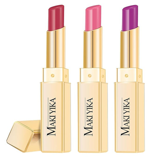 3Pc Moisture Lipsticks for Women Pink Purple Berry Lipstick Hydrate Tinted Lip Balm for Dry Cracked Lips Glossy Lip Color, MA62/65/57-Velvo Beauty