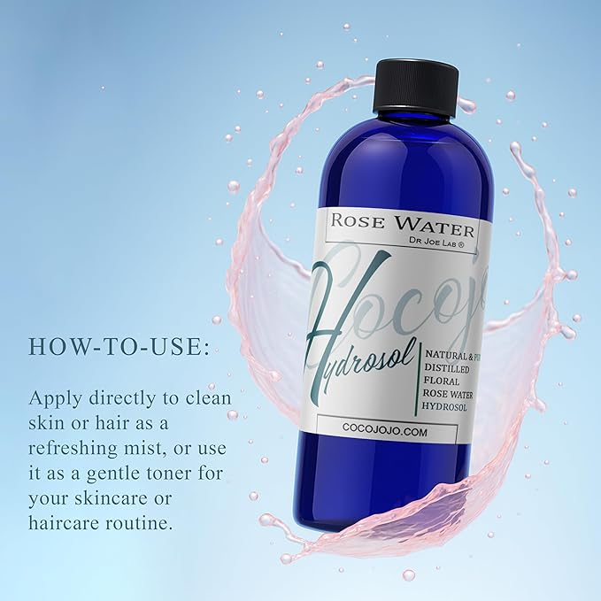 Rose Hydrosol Water Spray Toner 32 oz for Face Hydrating Mist Hydration Pure & Natural Rosewater Hydrosol All Skin Types Face Skin Pores Body Locs Cleansing Bulk Refill COCOJOJO - Packaging May Vary-Velvo Beauty