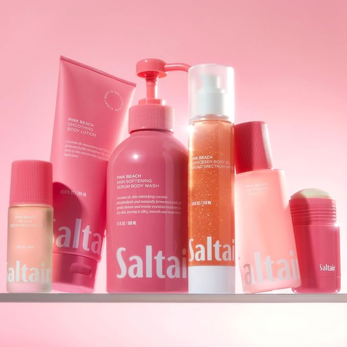 Saltair Body Oil. Luxurious Pink Beach After Shower and Bath Oil Moisturizer for Women. Botanical, Non-Greasy, and Well-Absorbing Lotion for Hydrating Dry Skin. 4oz Pump Bottle-Velvo Beauty
