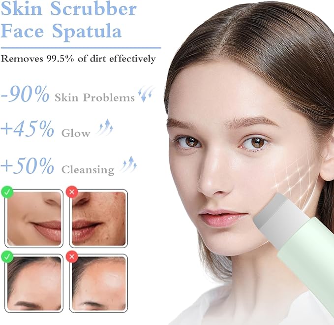 Skin Scrubber Face Spatula Skin Spatula Pore Cleaner Blackhead Remover Tools for Facial Deep Cleansing Skin Care Tool for Men and Women (Green)-Velvo Beauty
