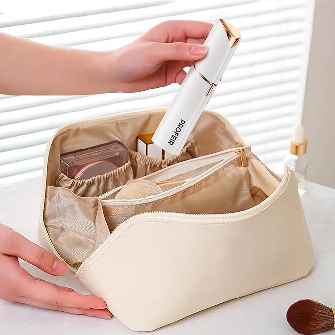 Facial Hair Removal for Women: Electric Hair Removal Device - Rechargeable Painless Face Razor for Chin Upper Lip Peach Fuzz with Light (White)-Velvo Beauty