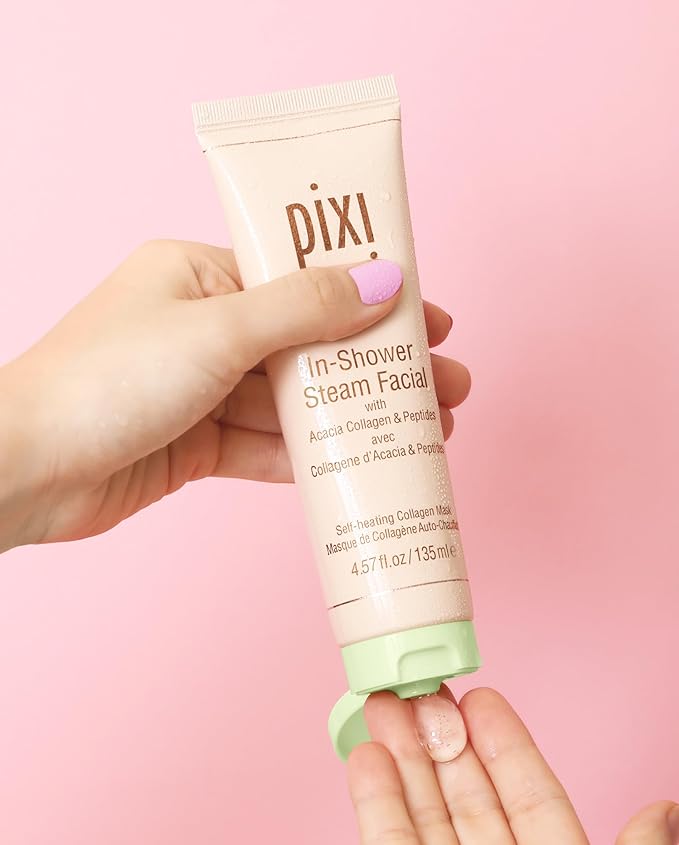 Pixi In-Shower Steam Facial | Gel-to Oil Cleanser for Radiant Skin | Deeply Nourishes, Softens & Tones | Self-heating for Use in Shower or Bath | 4.6 fl oz/ 135 ml-Velvo Beauty