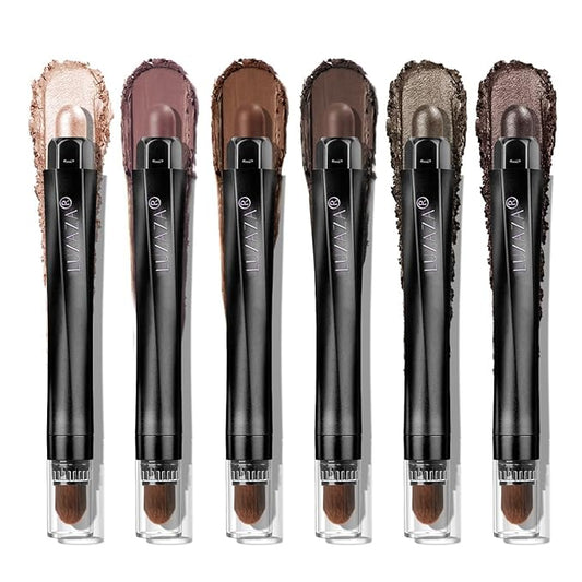 Neutral Eyeshadow Stick Makeup 6PCS Set, Dark Grey Shimmer Matte Cream Eye Shadow for Smoky Eye Brightener Pencil Crayon - A3 Smoky Rose Taupe-Velvo Beauty