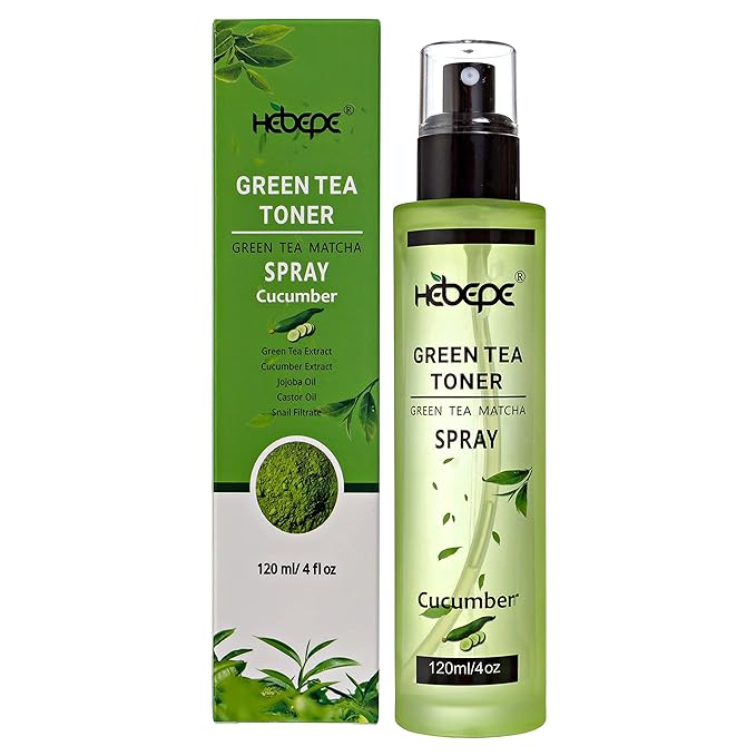 Green Tea Face Mist with Cucumber 4 oz, Matcha Facial Toner Spray Hyaluronic Acid for All Skin, Hydrating Soothing Reduces Redness Cooling After-Sun for Women Men, Alcohol-Free-Velvo Beauty