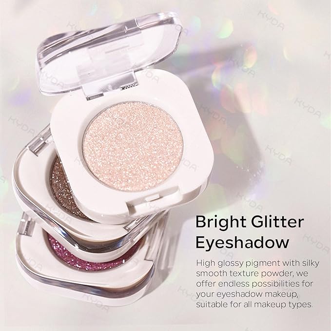 KYDA Single Glitter Eyeshadow, Pale Champagne Sheer Glow Eyeshadow, Ultra-fine Lightweight Powder, Multiuse Blendable Formula, Daily Glossy Eyes Makeup, Weaving Maid-Velvo Beauty