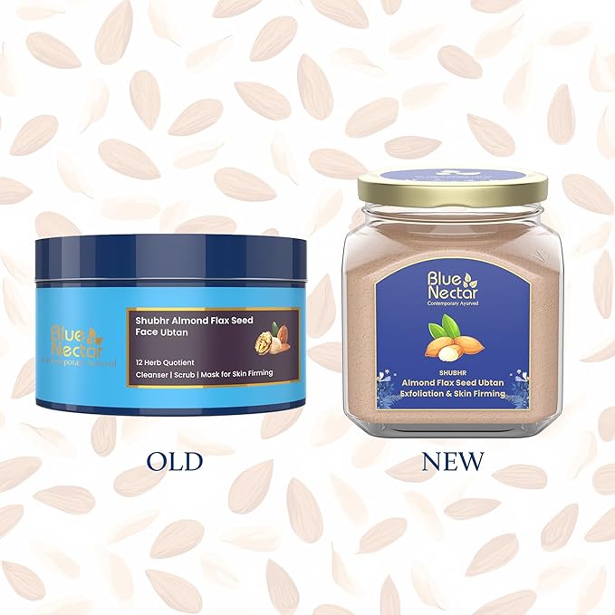 Blue Nectar Almond Ubtan Powder Face Pack for Anti-Aging and Firming | Natural Exfoliator for Face with Multani Mitti Powder (3.5 Oz, 12 Herbs)-Velvo Beauty