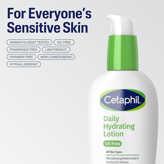 Cetaphil Daily Hydrating Lotion for Face, With Hyaluronic Acid, 3 fl oz, Lasting 24 Hour Hydration, for Combination Skin, No Added Fragrance, Non-Comedogenic-Velvo Beauty