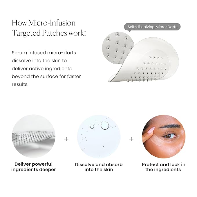 Qure Skincare MicroInfusion Targeted Patches - 8 Pairs of Targeted Under Eye Patches Formulated for Fine Lines & Wrinkles - Retinol, Caffeine, Niacinamide & Peptides - Dissolvable for Overnight Use-Velvo Beauty
