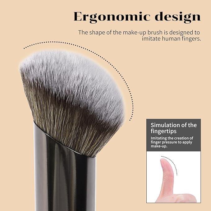 MAANGE 7pcs Makeup Brush Set Double Sided Kabuki Makeup Brushes Contour Brush for Foundation Liquid Powder Concealer Cream Cosmetics Bronzer Blending Blush Buffing Makeup Tools (Black)-Velvo Beauty