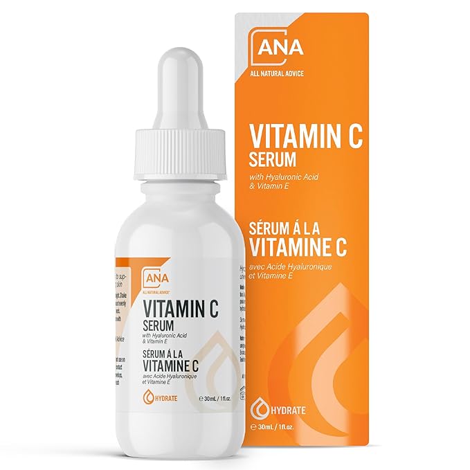 All Natural Advice Vitamin C Serum 30mL | 20% Vitamin C Face Serum Solution with Organic Botanicals, Hyaluronic Acid & Vitamin E | UV-Shielding Glass Bottle with Dropper | Canadian Skin Care-Velvo Beauty