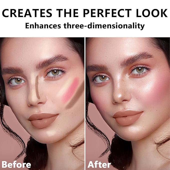 3 Pcs Contour Stick, Highlighter Stick, Blush Stick, Cream Contour Kit with Contour Brush, Create Face Contour, Non-greasy, Waterproof Long-lasting Effect for Women (1+3+4,LIGHT)-Velvo Beauty