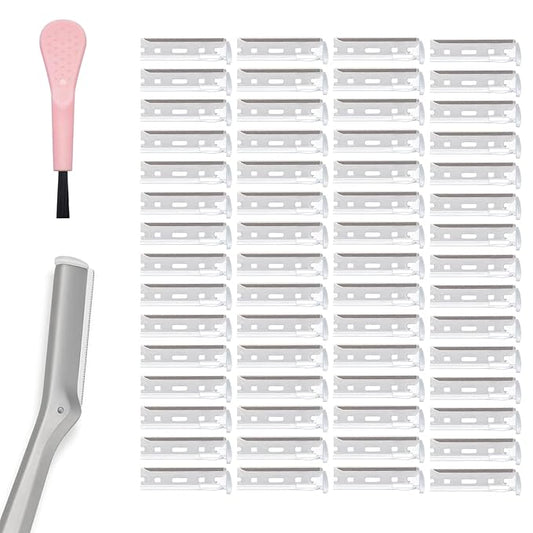 Facial Razor Replacement Blades Be suitable for Twee zerman Stainless steel blade,Including one cleaning brush. 60 Count (Pack of 1)-Velvo Beauty