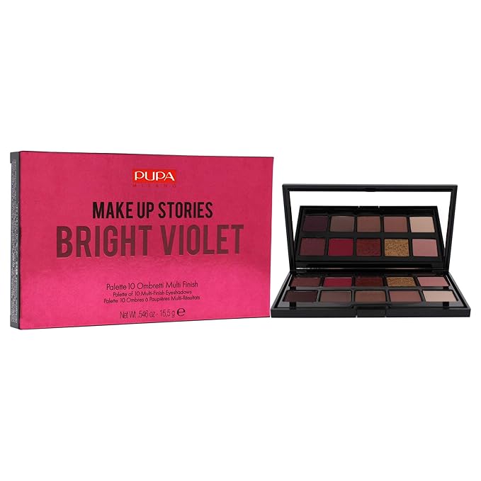 Pupa Milano Make Up Stories Eyeshadow Palette 003 Bright Violet - 10-Shade Shadow Collection with Matte, Satin, and Metallic Color Options - High Pigment Formula - Soft, Blendable Texture - 0.63 oz-Velvo Beauty