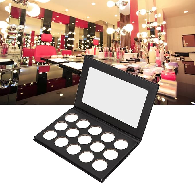 DIY Empty Eyeshadow Palette, Empty Makeup Palette, Black 15 Compartment Empty Makeup Palette for Blush Bronzer Powder-Velvo Beauty