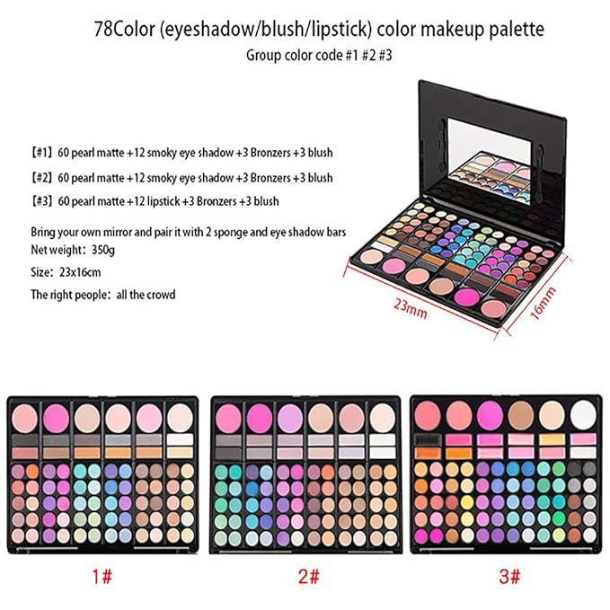 Pro Makeup Gift Set All In One Makeup Palette Cosmetic Contouring Kit 78 Colors Eyeshadow Palette with Blush, Face Powder and Lip Gloss #1 - Ideal Gift for Holiday-Velvo Beauty