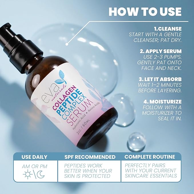Collagen Peptide Serum for Face – Anti Aging Facial Treatment with Peptides & Hyaluronic Acid – Gentle Formula for Sensitive Skin, Microneedling Pen, Derma Roller, Skin Firming & Hydrating (2 Oz)-Velvo Beauty