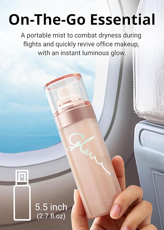 MISSHA Glow Skin Balm To Go Mist, 4-in-1 Hydrating, Refreshing, Makeup-Enhancing, Portable Dewy Glow Spray-Velvo Beauty