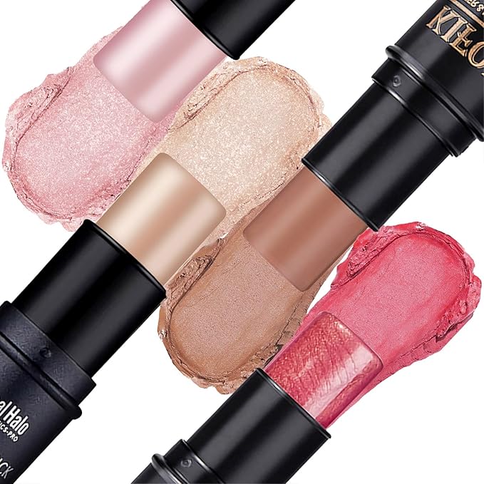 4PCS Contour Stick - Highlighter And Cream Blush Stick 4 Colors Kit - Moisturizer, Face Brightens & Shades Pencil, Facial Shaping Makeup Sticks for Older Women & Mature Skin-Velvo Beauty