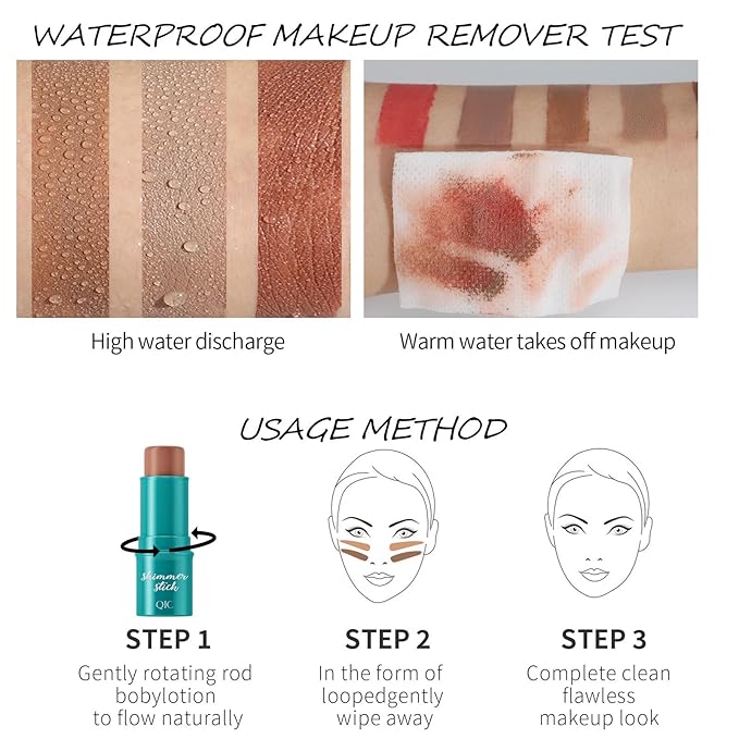 3Pcs Cream Contour Stick, with Highlighter Stick Milk Bronzer Stick Blush Stick, Face Contour Stick with Makeup Brush and Sponge, Easy to Sculpt the Face, Long Lasting, Waterproof-Velvo Beauty
