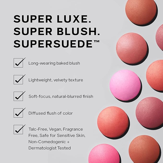 Saie SuperSuede Baked Blush - Talc-Free Powder Blush for All Day Wear - Enriched with Plant-Derived Squalane + Glycerin to Help Moisturize Dry Skin - Grazie (0.1 Ounce)-Velvo Beauty
