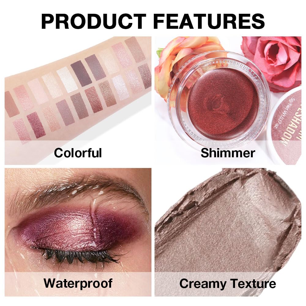 Cream Glitter Caramel Shimmer Metallic Eyeshadow Palette Makeup, Natural Single Mini Instant Holographic Eyeshadow For Women, Sombras Crema Para Ojos, Talc, Paraben & Cruelty Free, 710-Velvo Beauty