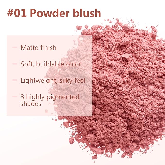Boobeen Loose Blush Powder Air Cushion Blush, Face Blusher Cheeks Powder, Natural Highly Pigmented Soft Blush Makeup Long Lasting, Matte Finish-Velvo Beauty