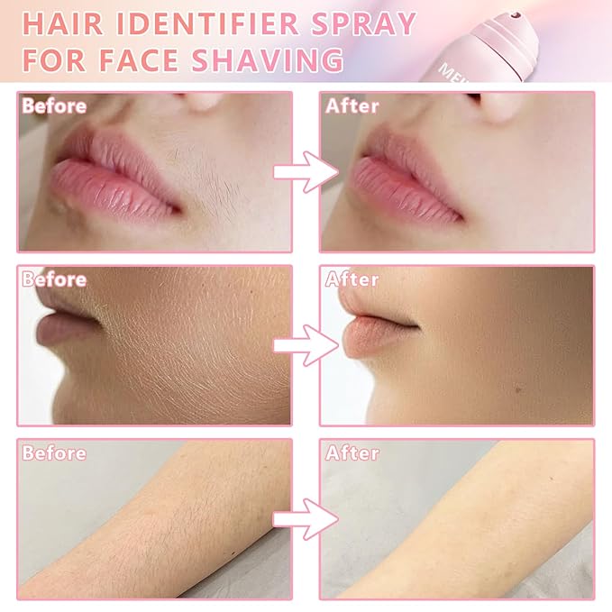 Hair identifier Spray for Face Shaving, Skin Body Hair Identifying Spray With Razors, Moisturizing and Skin Care Dermaplaner Spray, Women Dermaplaning Tool for Face-Velvo Beauty