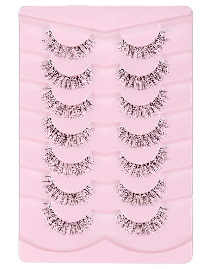 Mink Lashes Wispy False Eyelashes Short Fake Lashes Soft C Curl Eye Lashes Pack Natural Eyelashes Mink Eyelashes Fluffy Strip Lashes 7 Pairs-Velvo Beauty