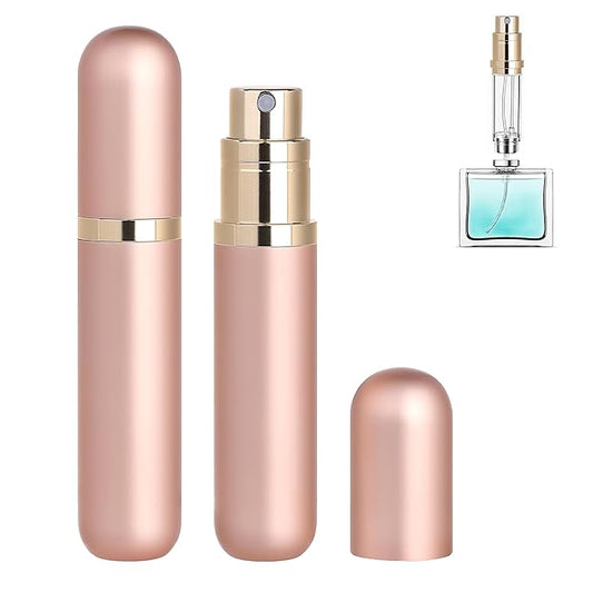 Travel Refillable Perfume Atomizer Bottle 2-Pack 5ml Leakproof Travel Perfume Refillable Bottle (Rose Gold & Rose Gold)-Velvo Beauty