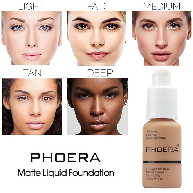 Phoera Foundation,Full Coverage Foundation,Hilareco Concealer Foundation Flawless 30ml Natural Matte Oil Control Concealer Facial Blemish for Women Girls (2 PCS 107 Hone)-Velvo Beauty