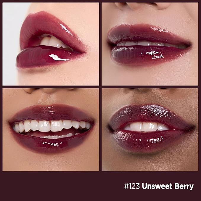 Laka Fruity Glam Tint, 4.5g/0.15 oz., Glowing Lip Stain with Wide Color Spectrum, Hydrating & Lightweight Texture, Long-Lasting Bold Stain, Non-Sticky, Vegan, K-Beauty (#123 Unsweet Berry)-Velvo Beauty