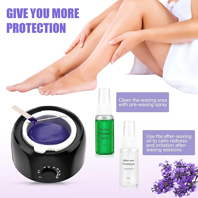 Waxing Kit - TIKESI Wax Warmer for Hair Removal, Hard Wax Kit with 14oz 5 Bags Hard Wax Beans for Full Body, Legs, Face, Eyebrows, Bikini, Brazilian Waxing Kit for Women Men-Velvo Beauty