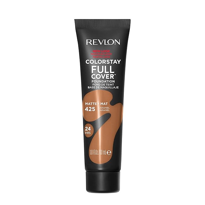 Revlon ColorStay Full Cover Longwear Matte Foundation, Heat & Sweat Resistant Lightweight Face Makeup, Caramel (425), 1.0 oz-Velvo Beauty