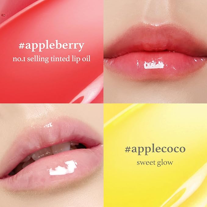 NOONI Korean Lip Oil Gift Set - Appleseed Lip Oil Trio, Tinted Lip Care, Hydrating, Lip Plumping, Long Lasting Moisture, Korean Vegan Makeup for Women, 0.12 Fl Oz x 3ea-Velvo Beauty