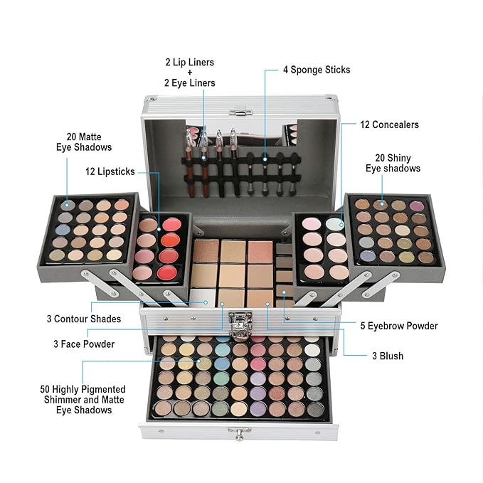 Professional 132 Colors All-in-one Makeup Palette Cosmetic Contouring Kit Combination with Eyeshadow, Cream Concealer, Eyebrow Powder, Lip Gloss Blusher and Pressed Powder-Velvo Beauty