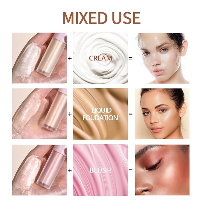 Liquid Highlighter Natural Glow For Face & Body, Waterproof Moisturizing Light Liquid Luminizer For Long Lasting Shimmer, Contour Highlighter Stick Easy to Apply with Cushion Applicator-Velvo Beauty
