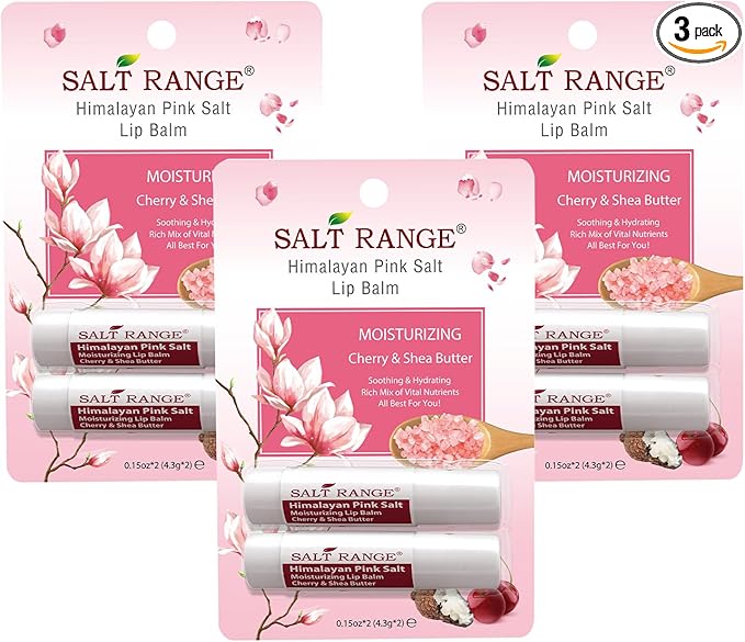 Natural Solution Lip Balm, Formulated with Cherry & Organic Shea Butter, Moisturizing Lip Care Multipack, Hydrating Moisturizer for Dry Lips, Organic Chapstick- 3 Count,6 Pieces-Velvo Beauty