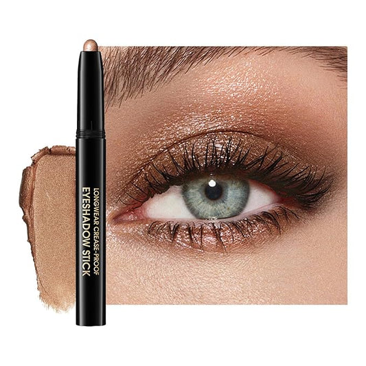 Eyeshadow Stick, Shimmer and Matte Cream Eye Shadow Brightener Sticks Eyeliner Pencil Crayon, Waterproof Long Lasting Eye Highlighter Stick Makeup,0.056 Oz(#1-Caramel)-Velvo Beauty