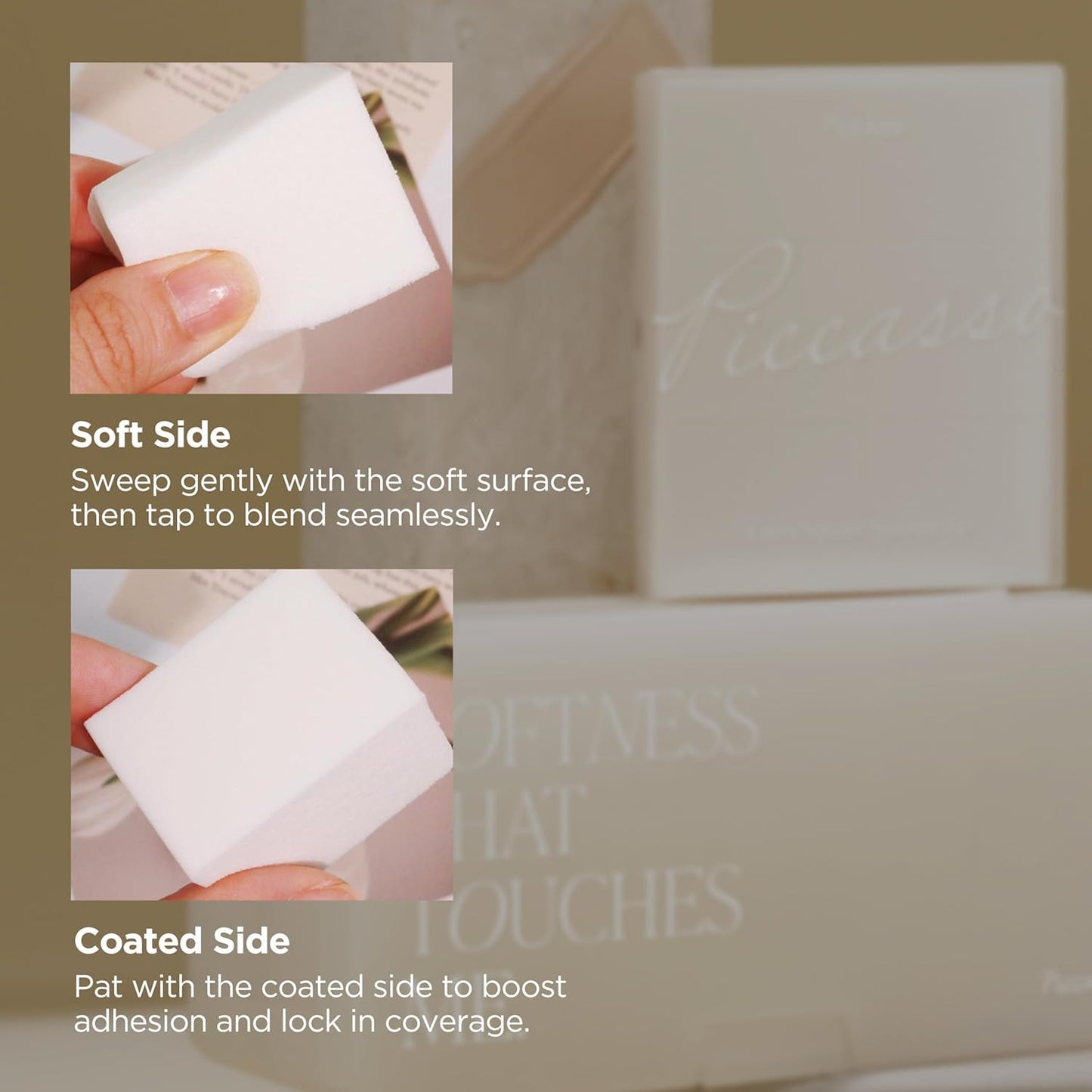 Piccasso Makeup Sponges for Foundation 20P – Latex Square Sponges for Face Makeup, Long-Lasting Sponges with Coating Surface, Ideal for High-Adherence & Hygienic Daily Use-Velvo Beauty