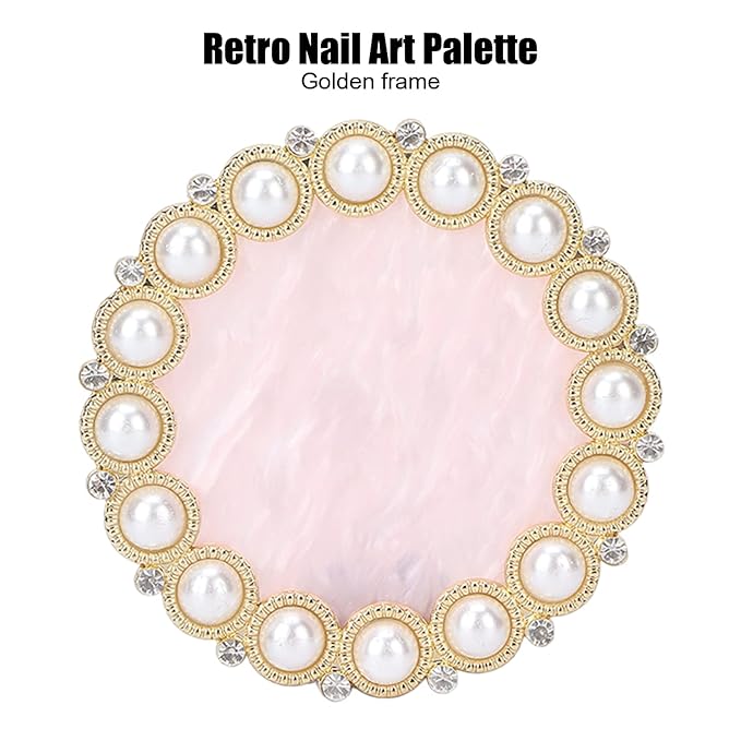 Resin Stone Nail Art Palette, Nail Art Display Board Cosmetic Nail Mixing Palette Drawing Color Mixing Nail Art Painting Gel Palette Tips Display Plate(Golden)-Velvo Beauty