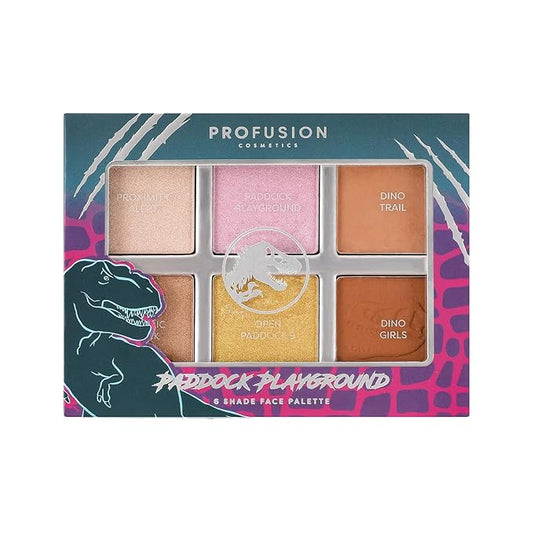 Profusion Cosmetics Jurassic Paddock Playground 6 Shade Face Palette, Achieve Stunning Look with Effortless Luminosity for Radiant and Glamorous Finish-Velvo Beauty