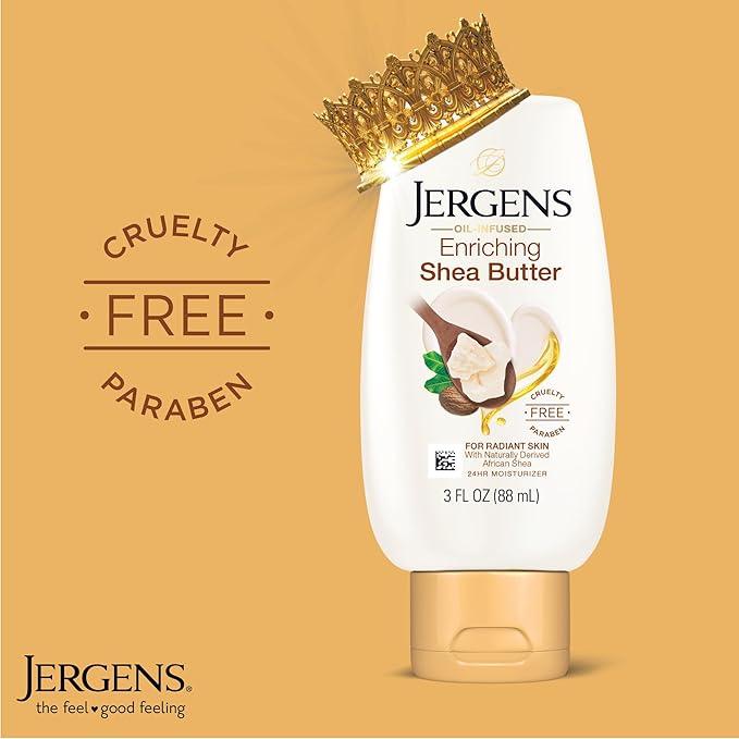 Jergens Shea Butter Hand and Body Lotion, Deep Conditioning Moisturizer, 3X More Radiant Skin, with Pure Shea Butter, Dermatologist Tested, 3 oz, 8 pack-Velvo Beauty